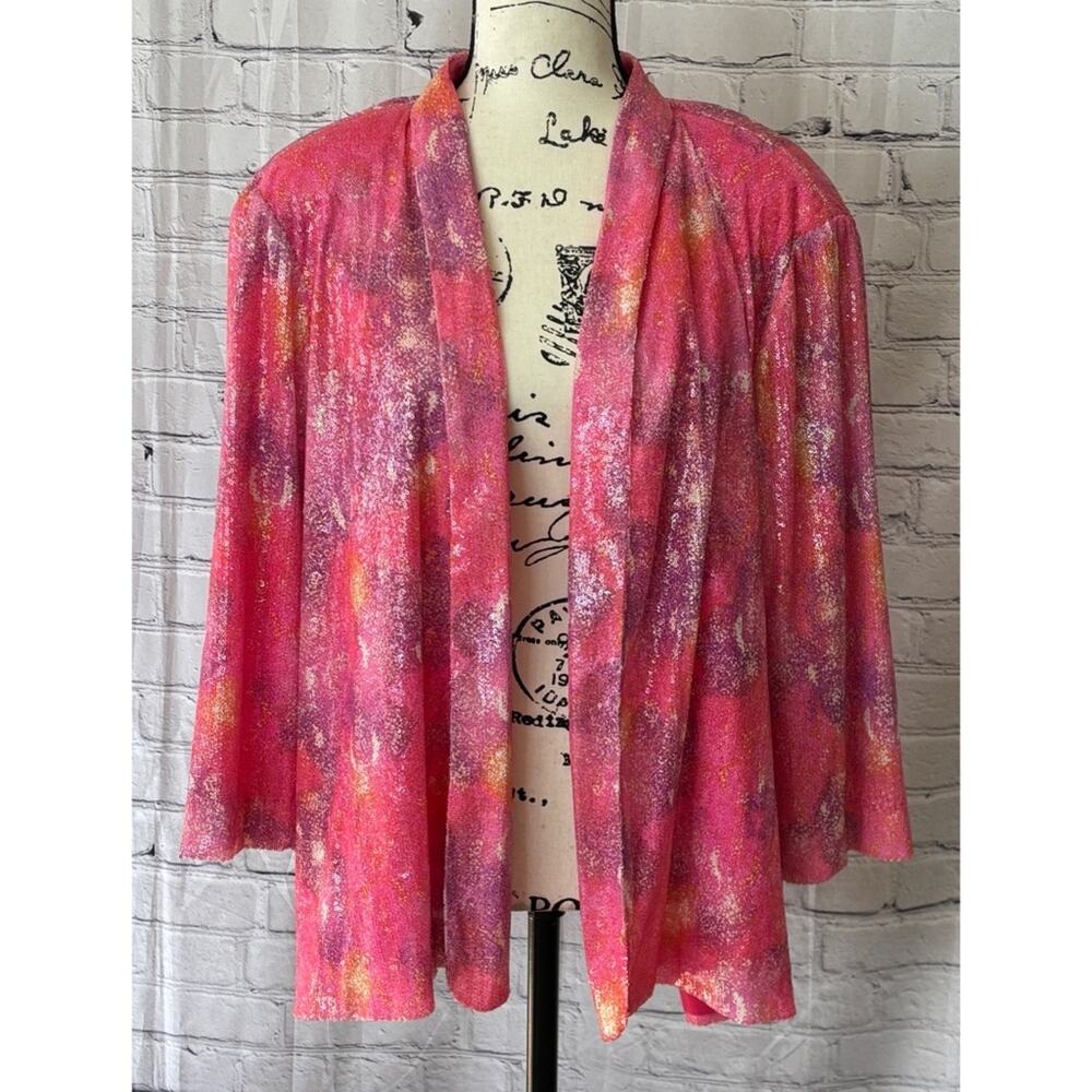 Peter Nygard Women’s Pink Sequin Formal Evening Jacket (Size XL)